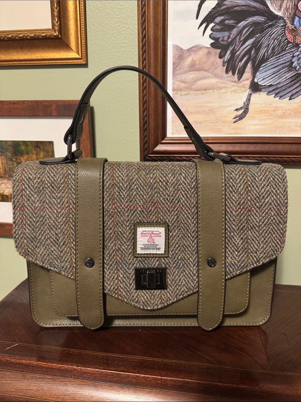 Islander Large Satchel in Chestnut Herringbone